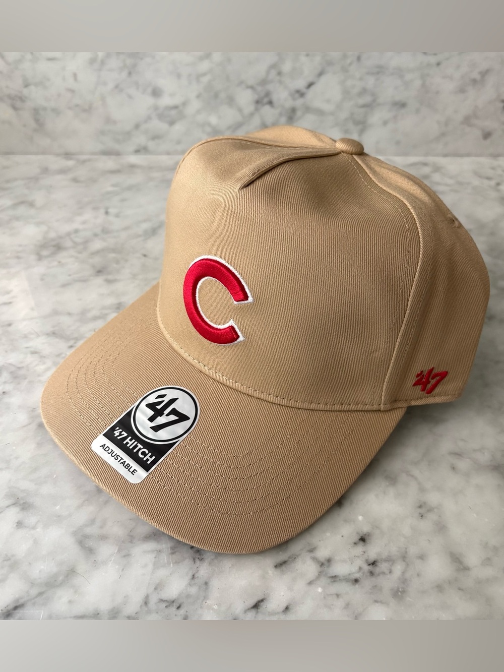 47 Brand Chicago Cubs Hitch Adjustable Snap Back Baseball MLB Hat In Khaki / Tan